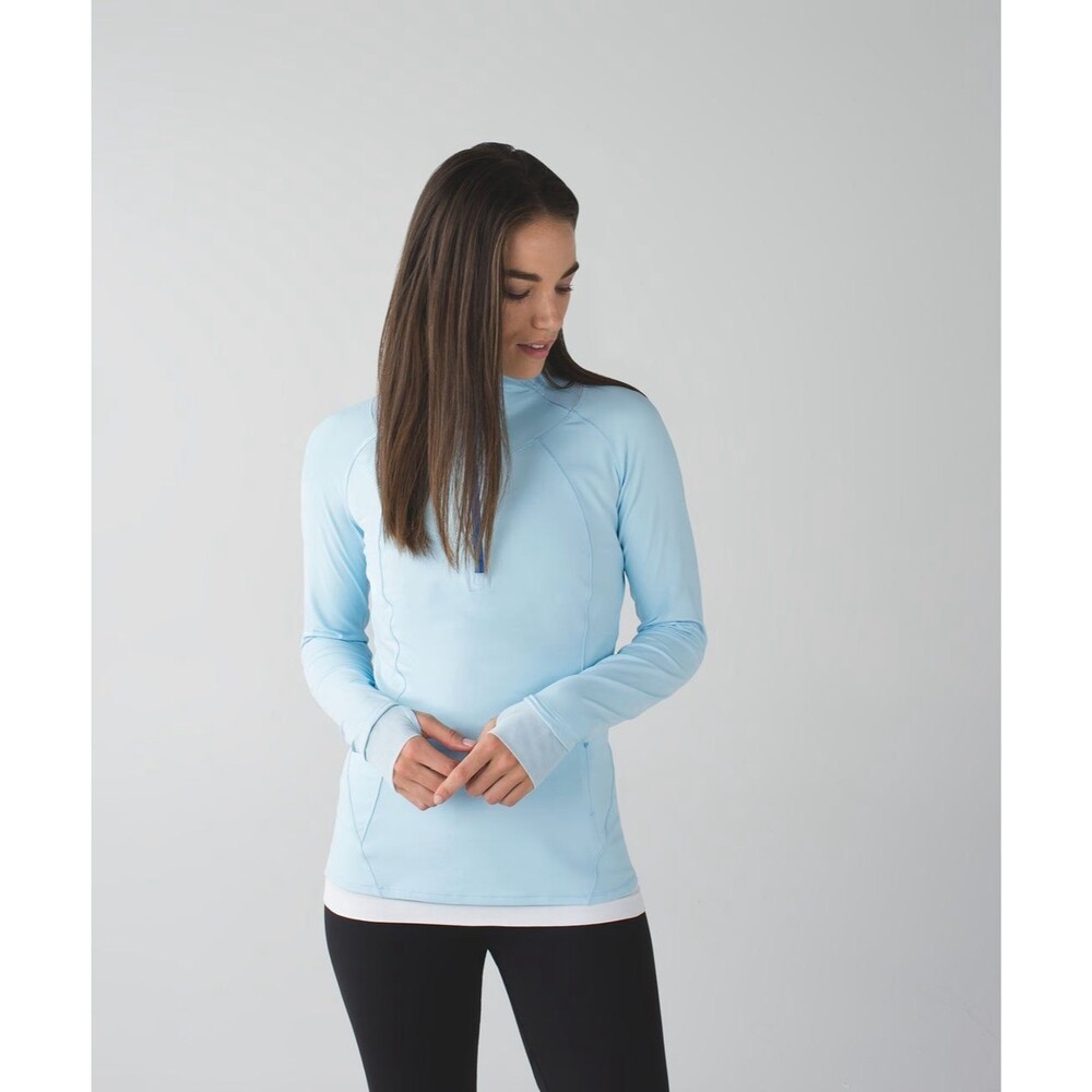 Lululemon Go the Distance 1/2 Zip Jacket Caspian Blue size 12 Activewear